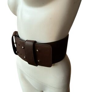 NWOT THOMAS WYLDE Wide, smooth, dark brown leather belt